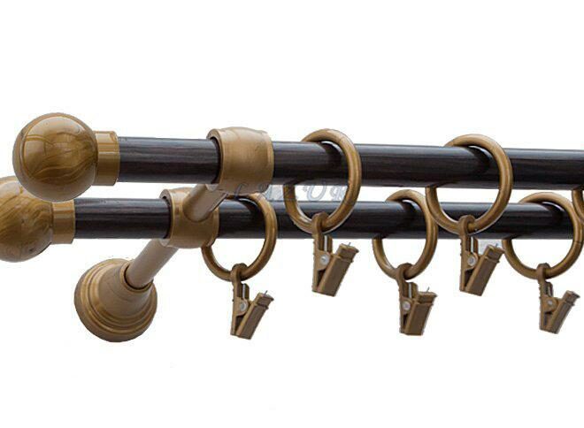 Karnisz Motyw Kute Stare Złoto + Wenge, Podwójne 16 + 16 KULA - 480 cm