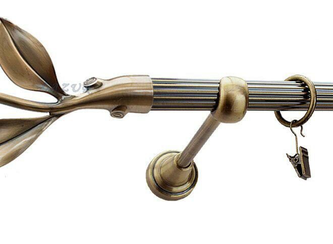 Karnisz LISTEK Antyk Mosiądz, Pojedynczy 19 rura ryflowana - 480 cm