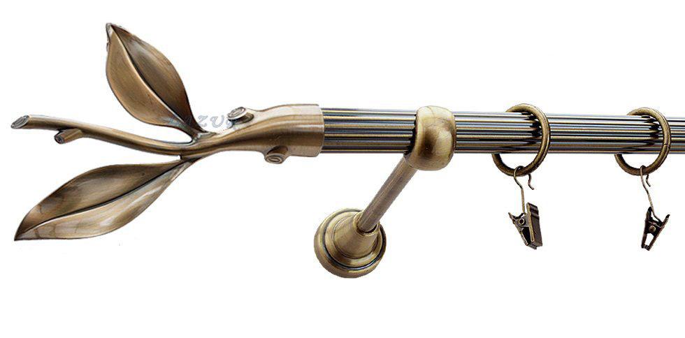 Karnisz LISTEK Antyk Mosiądz, Pojedynczy 19 rura ryflowana - 400 cm