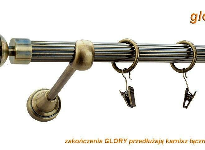 Alternative view of Karnisz GLORY Antyk Mosiądz, Pojedynczy 19 rura ryflowana - 480 cm