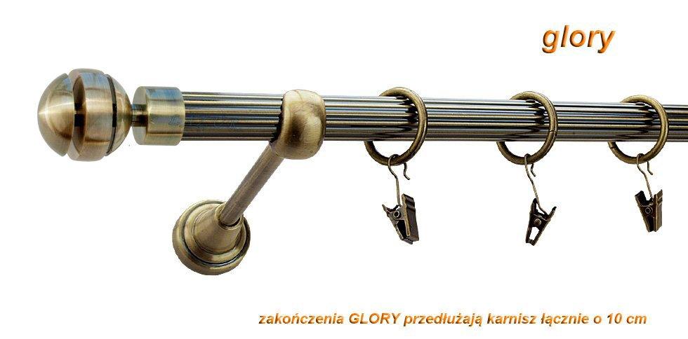 Karnisz GLORY Antyk Mosiądz, Pojedynczy 19 rura ryflowana - 320 cm - obrazek 2