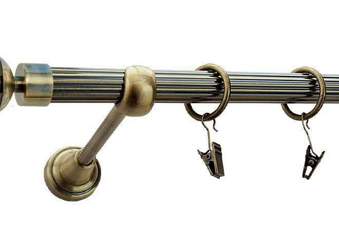 Karnisz GLORY Antyk Mosiądz, Pojedynczy 19 rura ryflowana - 480 cm