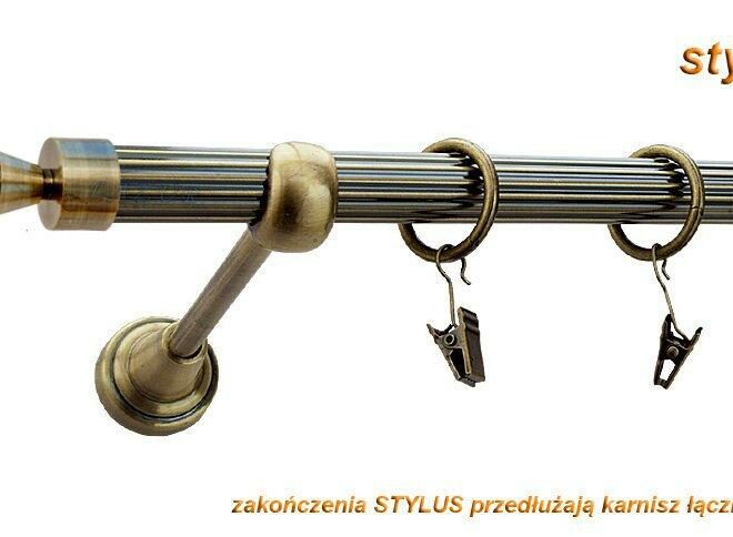 Alternative view of Karnisz STYLUS Antyk Mosiądz, Pojedynczy 19 rura ryflowana - 480 cm