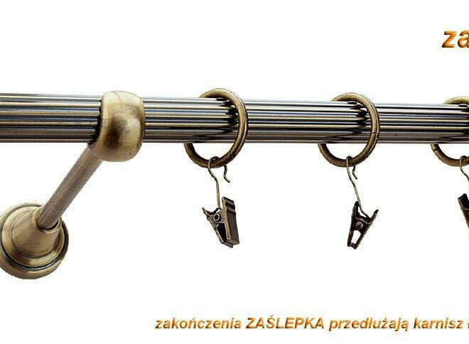 Alternative view of Karnisz ZAŚLEPKA Antyk Mosiądz, Pojedynczy 19 rura ryflowana - 480 cm
