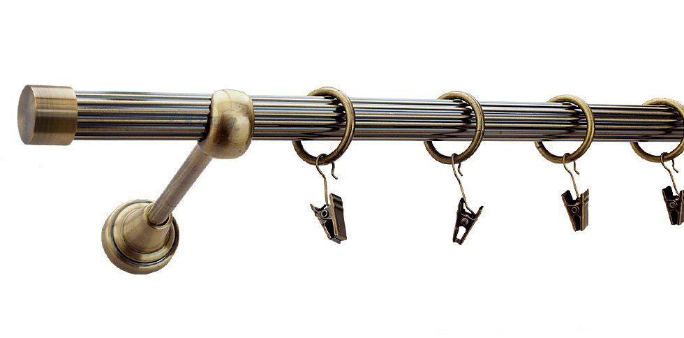 Karnisz ZAŚLEPKA Antyk Mosiądz, Pojedynczy 19 rura ryflowana - 200 cm