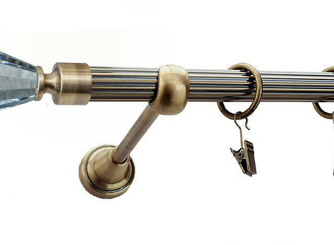 Karnisz FAON Antyk Mosiądz, Pojedynczy 19 rura ryflowana - 480 cm