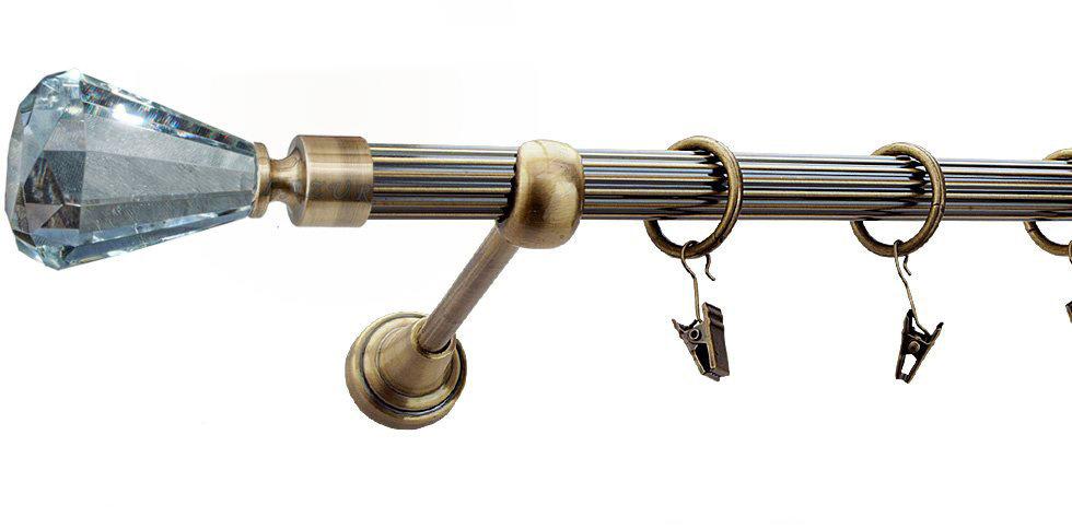 Karnisz FAON Antyk Mosiądz, Pojedynczy 19 rura ryflowana - 400 cm