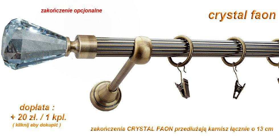 Karnisz FAON Antyk Mosiądz, Pojedynczy 19 rura ryflowana - 400 cm - obrazek 2