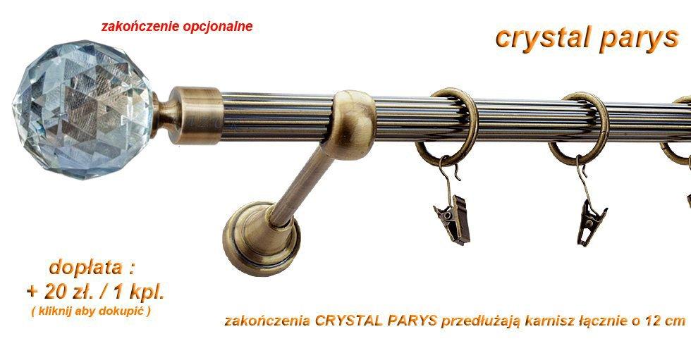 Karnisz PARYS Antyk Mosiądz, Pojedynczy 19 rura ryflowana - 320 cm - obrazek 2