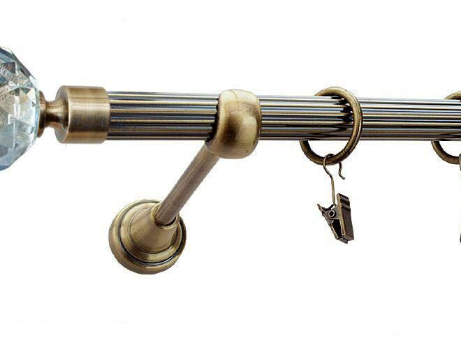 Karnisz PARYS Antyk Mosiądz, Pojedynczy 19 rura ryflowana - 480 cm