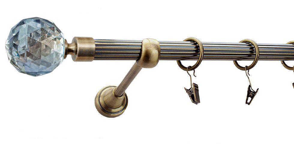 Karnisz PARYS Antyk Mosiądz, Pojedynczy 19 rura ryflowana - 320 cm