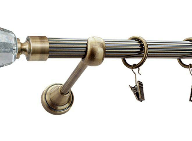 Karnisz TRAVO Antyk Mosiądz, Pojedynczy 19 rura ryflowana - 480 cm