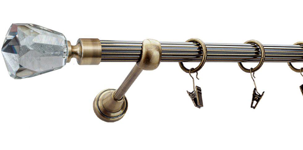 Karnisz TRAVO Antyk Mosiądz, Pojedynczy 19 rura ryflowana - 160 cm