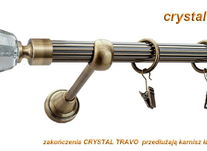 Alternative view of Karnisz TRAVO Antyk Mosiądz, Pojedynczy 19 rura ryflowana - 480 cm