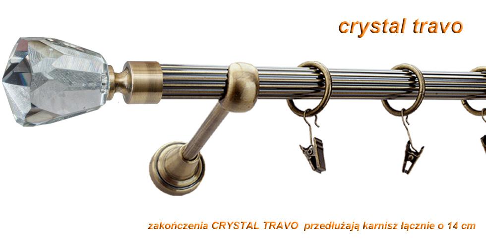 Karnisz TRAVO Antyk Mosiądz, Pojedynczy 19 rura ryflowana - 160 cm - obrazek 2