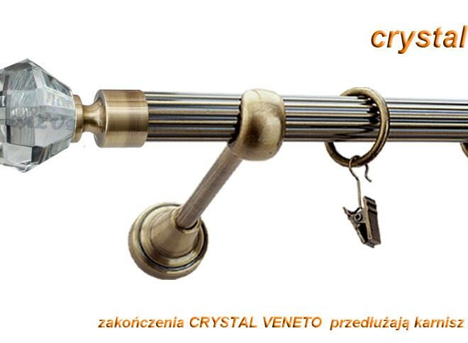 Karnisz VENETO Antyk Mosiądz, Pojedynczy 19 rura ryflowana - 480 cm