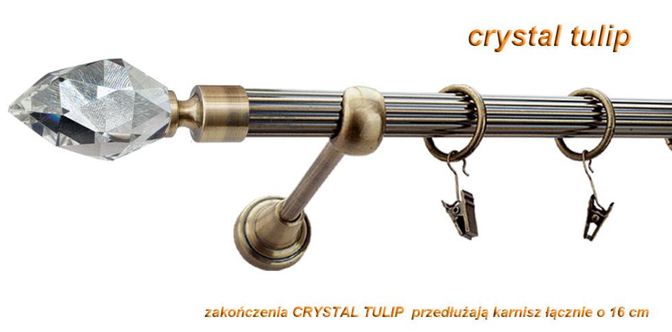 Karnisz TULIP Antyk Mosiądz, Pojedynczy 19 rura ryflowana - 200 cm - obrazek 2