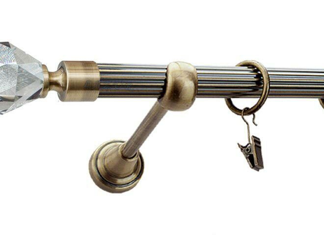 Karnisz TULIP Antyk Mosiądz, Pojedynczy 19 rura ryflowana - 480 cm