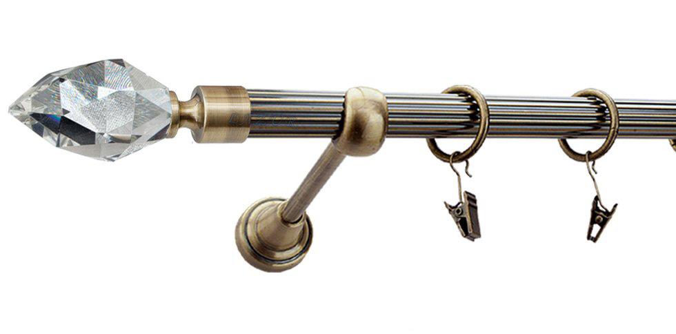 Karnisz TULIP Antyk Mosiądz, Pojedynczy 19 rura ryflowana - 200 cm