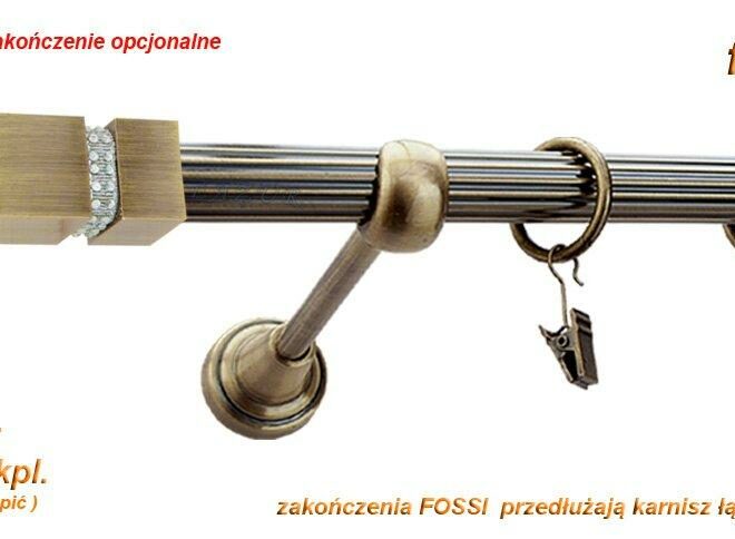 Alternative view of Karnisz FOSSI Antyk Mosiądz, Pojedynczy 19 rura ryflowana - 480 cm