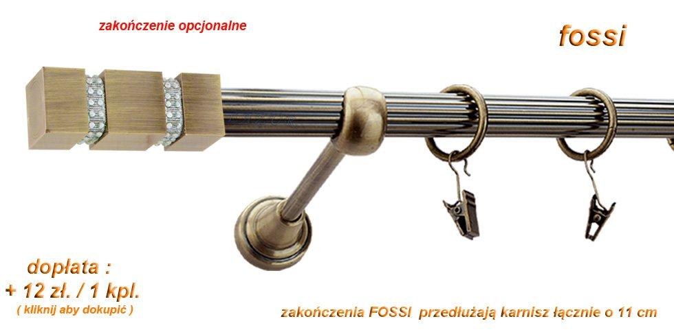 Karnisz FOSSI Antyk Mosiądz, Pojedynczy 19 rura ryflowana - 320 cm - obrazek 2