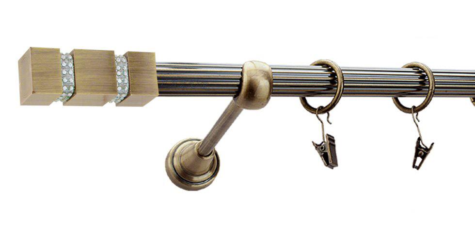 Karnisz FOSSI Antyk Mosiądz, Pojedynczy 19 rura ryflowana - 320 cm