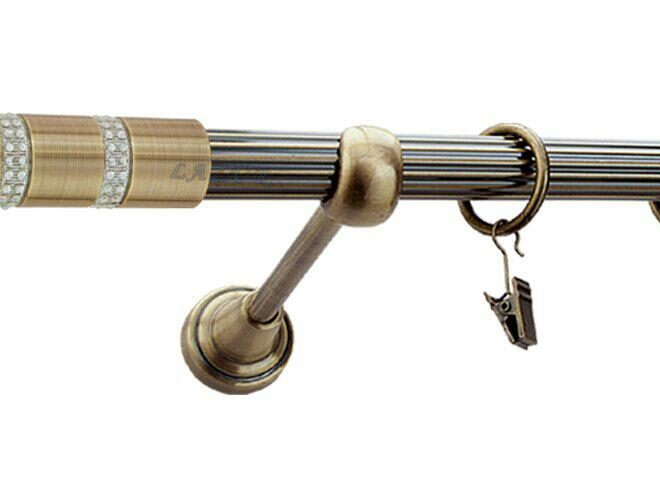 Karnisz ROSETTI Antyk Mosiądz, Pojedynczy 19 rura ryflowana - 480 cm