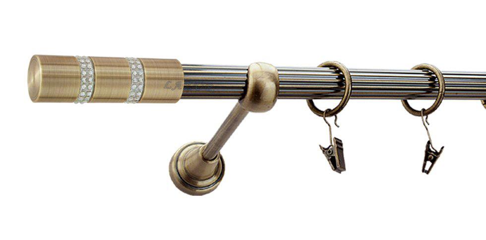 Karnisz ROSETTI Antyk Mosiądz, Pojedynczy 19 rura ryflowana - 480 cm