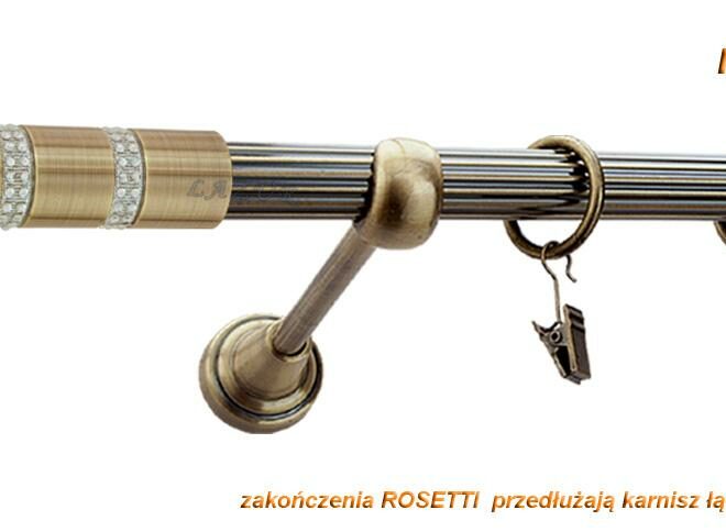 Alternative view of Karnisz ROSETTI Antyk Mosiądz, Pojedynczy 19 rura ryflowana - 480 cm