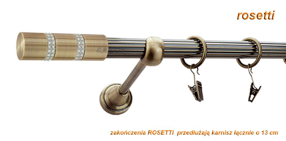 Karnisz ROSETTI Antyk Mosiądz, Pojedynczy 19 rura ryflowana - 480 cm - obrazek 2