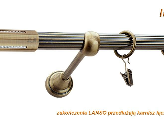 Alternative view of Karnisz LANSO Antyk Mosiądz, Pojedynczy 19 rura ryflowana - 480 cm