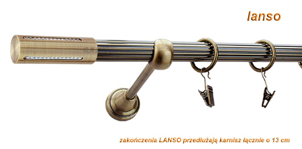 Karnisz LANSO Antyk Mosiądz, Pojedynczy 19 rura ryflowana - 240 cm - obrazek 2