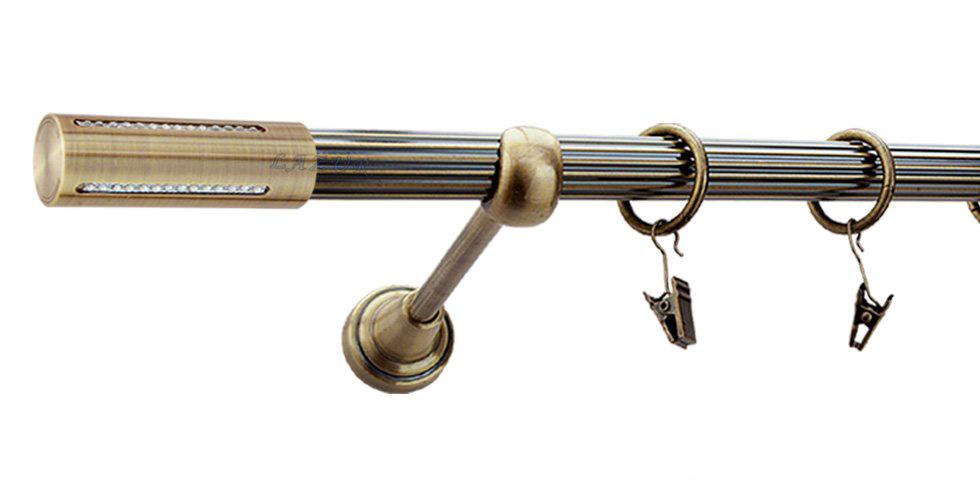 Karnisz LANSO Antyk Mosiądz, Pojedynczy 19 rura ryflowana - 240 cm