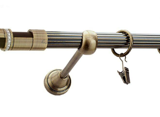 Karnisz DANTE Antyk Mosiądz, Pojedynczy 19 rura ryflowana - 480 cm