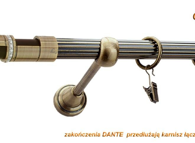 Alternative view of Karnisz DANTE Antyk Mosiądz, Pojedynczy 19 rura ryflowana - 480 cm