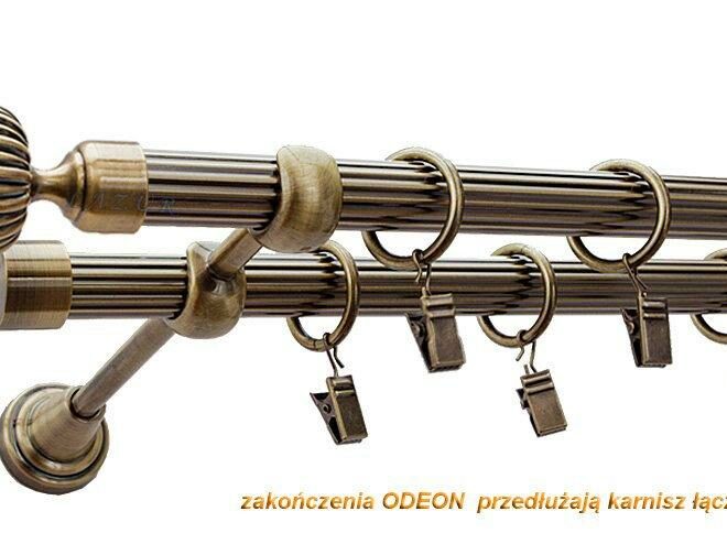 Alternative view of Karnisz ODEON Antyk Mosiądz, Podwójny 19 + 19 rura ryflowana - 480 cm