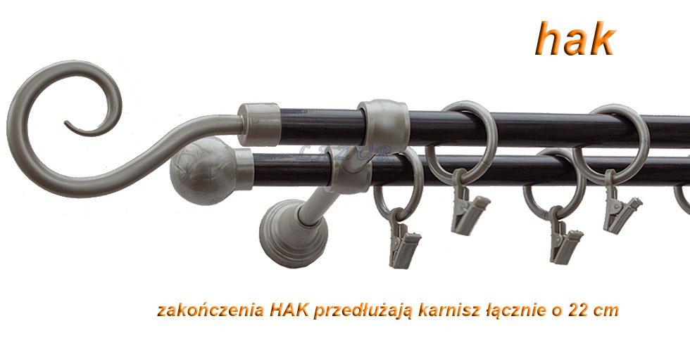 Karnisz Motyw Kute Satyna + Wenge, Podwójne 16 + 16 HAK - 360 cm - obrazek 3