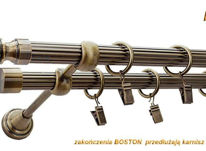Alternative view of Karnisz BOSTON Antyk Mosiądz, Podwójny 19 + 19 rura ryflowana - 480 cm