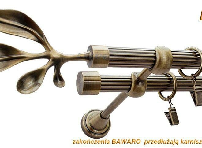 Alternative view of Karnisz BAWARO Antyk Mosiądz, Podwójny 19 + 19 rura ryflowana - 480 cm