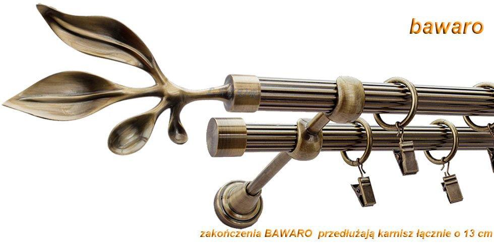 Karnisz BAWARO Antyk Mosiądz, Podwójny 19 + 19 rura ryflowana - 480 cm - obrazek 2