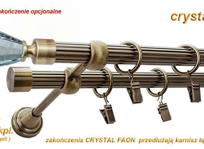 Alternative view of Karnisz FAON Antyk Mosiądz, Podwójny 19 + 19 rura ryflowana - 480 cm