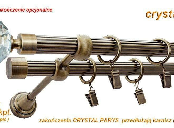 Alternative view of Karnisz PARYS Antyk Mosiądz, Podwójny 19 + 19 rura ryflowana - 480 cm
