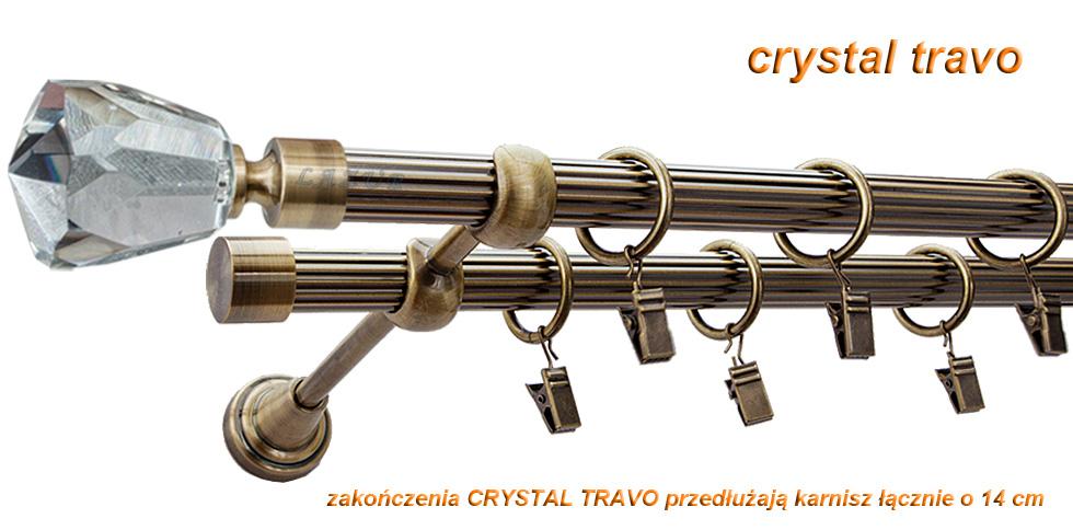 Karnisz TRAVO Antyk Mosiądz, Podwójny 19 + 19 rura ryflowana - 400 cm - obrazek 2