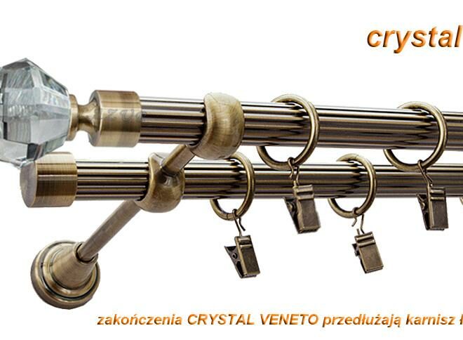 Alternative view of Karnisz VENETO Antyk Mosiądz, Podwójny 19 + 19 rura ryflowana - 480 cm