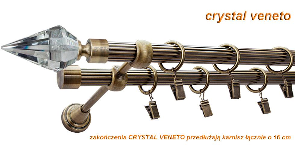 Karnisz VENETO Antyk Mosiądz, Podwójny 19 + 19 rura ryflowana - 320 cm - obrazek 2