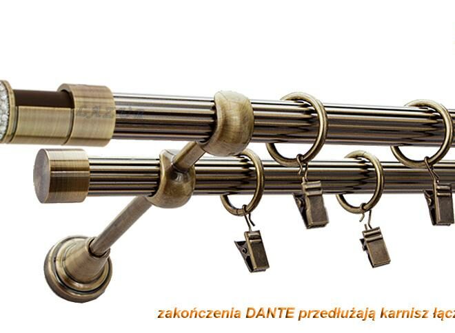 Alternative view of Karnisz DANTE Antyk Mosiądz, Podwójny 19 + 19 rura ryflowana - 480 cm