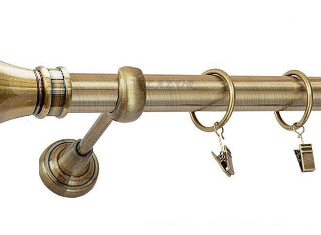 Karnisz LUXOR Antyk Mosiądz, Pojedynczy 25 rura gładka - 360 cm
