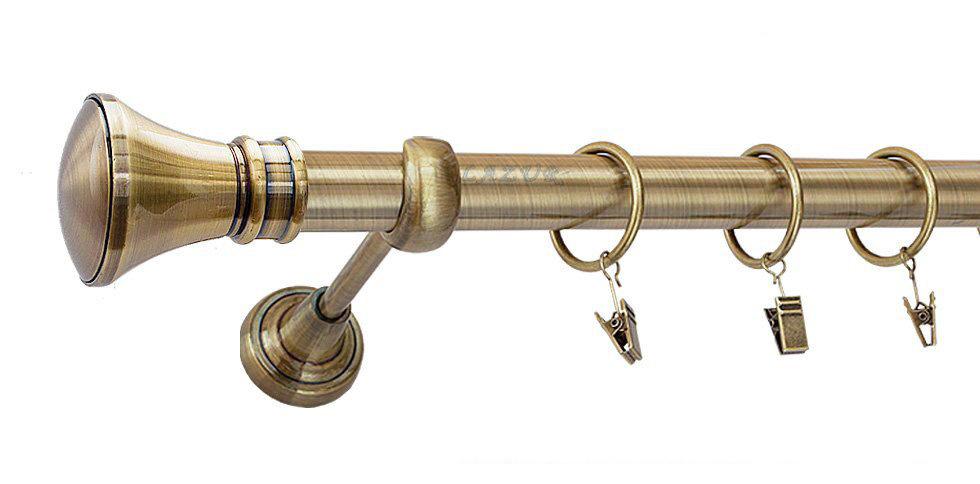 Karnisz LUXOR Antyk Mosiądz, Pojedynczy 25 rura gładka - 280 cm