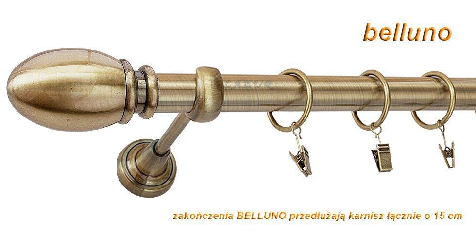 Karnisz BELLUNO Antyk Mosiądz, Pojedynczy 25 rura gładka - 280 cm - obrazek 3