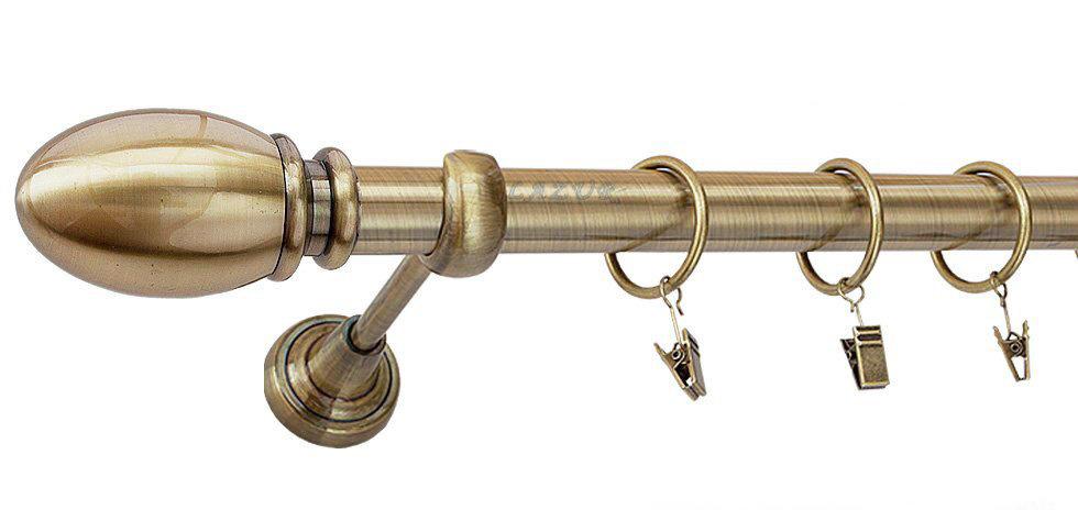 Karnisz BELLUNO Antyk Mosiądz, Pojedynczy 25 rura gładka - 280 cm